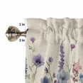 thumbnail image 4 of Rustic Floral Kitchen Curtains and Valances Set, Rod Pocket Curtains Tier for Bedroom Living Room 24 Inch Length, Seasonal Daisy Lavender Colorful Wildflowers Kitchen Curtains for Window 3 Piece Set, 4 of 6
