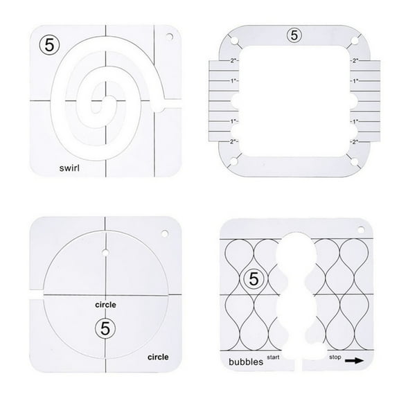 4Pcs Freemotion Quilting Ruler Clear Acrylic Quilting Templates Quilters Rulers