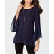 thumbnail image 1 of Blusa sin mangas JM Collection para mujer azul pequeña, 1 of 2