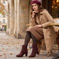 thumbnail image 6 of BLISSFUL STEP Embroidered Lace-Up Pointed Toe Block Heel Vintage Ankle Boots for Women Burgundy 6, 6 of 8