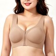 thumbnail image 2 of vigerkar Zip Front Closure Bra Wireless Support Comfort Full Coverage Back Smoothing No Underwire Bralettes Seamless (Khaki, 5XL), 2 of 9