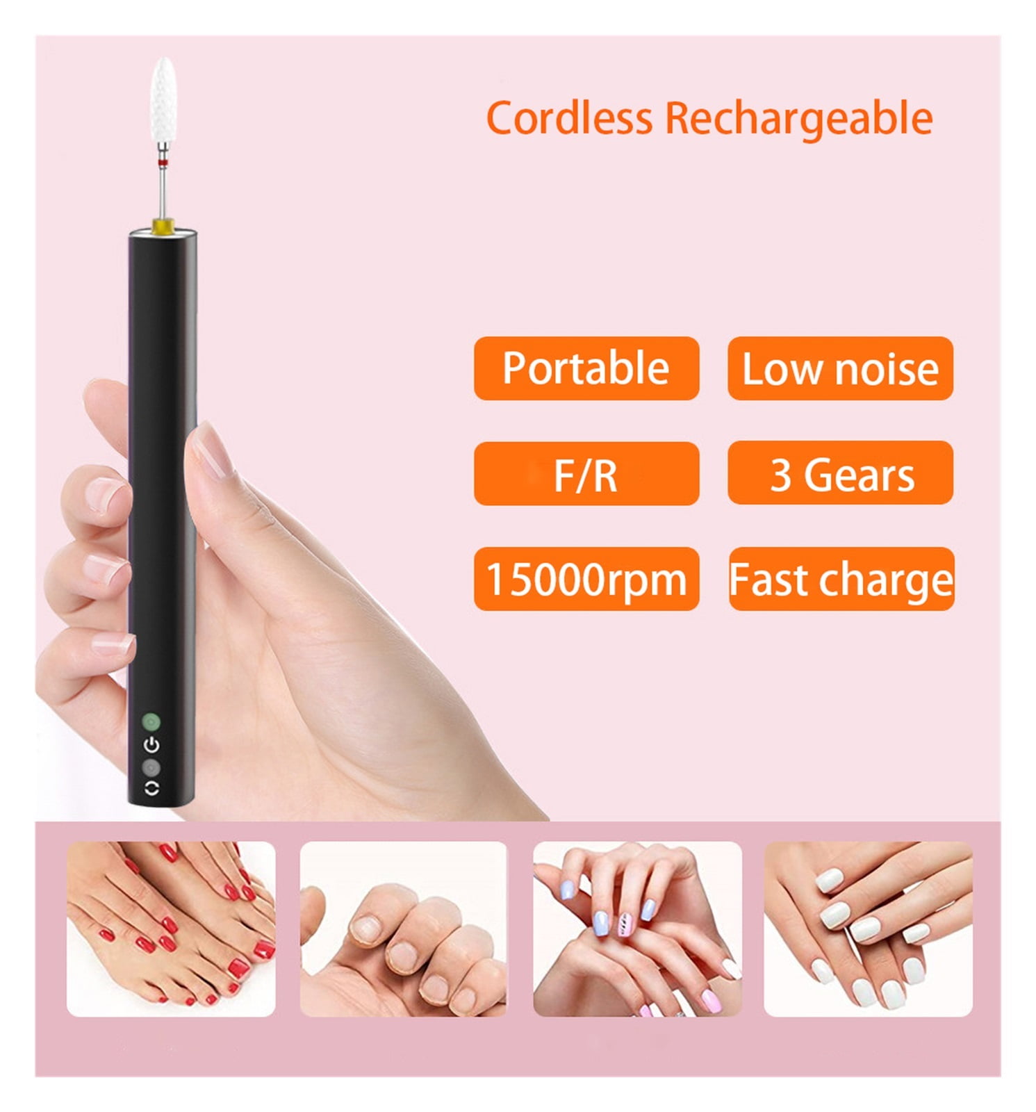 Cordless Portable Nail Drill Machine, Rechargeable Electric Nail Drill Machine For Acrylic Gel Nails ,Lightweight and Portable
