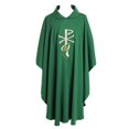 thumbnail image 3 of Oso de trigo bordado en mezcla de algodón verde Chasuble BLESSUME, 3 of 8