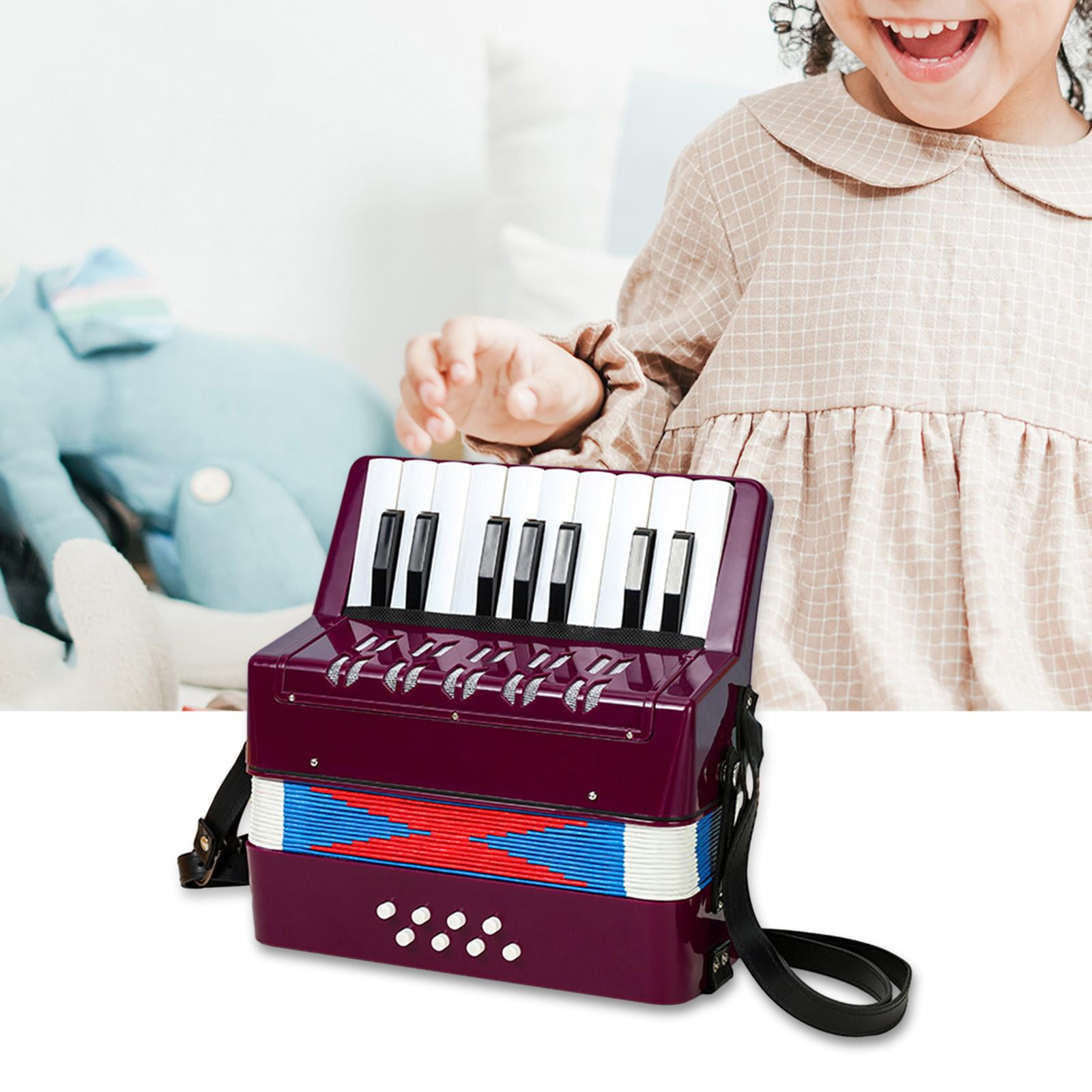 LeeQinersw 17 Keys 8 Bass Piano Accordion Early Childhood Development Hand Eye Coordination Violet