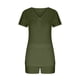 thumbnail image 3 of Puntoco Conjunto de pijama cómodo de dos piezas con cuello en V y manga corta para mujer, conjunto deportivo, 2 piezas Puntoco Puntoco-1692, 3 of 5