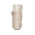 thumbnail image 2 of BLISSFUL STEP Women's Pointed Toe Plaid Block Heels Ankle Boots Beige 8, 2 of 7