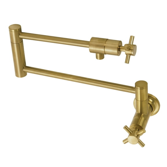 Kingston Brass KS4107DX Concord Two-Handle 1-Hole Wall Mount Pot Filler Faucet in Brushed Brass