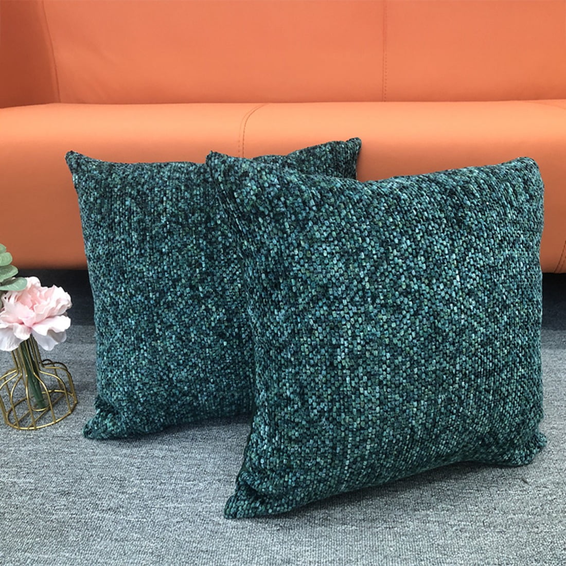 Chenille Textured Decorative Throw Pillow Covers for Sofa Living Room Home, Cozy Accent Cushions for Families & Apartments, 18x18 Inch