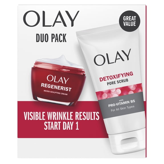Olay MSC Duo Pack, Detoxifying Pore Wash, 5.0 fl oz and Regenerist Micro-Sculpting Cream Moisturizer 1.7oz