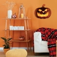 thumbnail image 2 of Fierce Pumpkin Face By Lori Deiter Printed on Wooden Pumpkin Wall Art Orange, 2 of 3