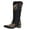 Black, variant on Womens Knee High Boots Snip Toe Chunky Heel Embroidered Pull on Wedding Dress Cowboy Cowgirl Western Boots