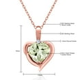 thumbnail image 3 of Gem Stone King 18K Rose Gold Plated Silver Green Prasiolite Heart Shape Pendant Necklace for Women (1.77 Cttw, Heart 8MM, Gemstone Birthstone, with 18 inch Chain), 3 of 3