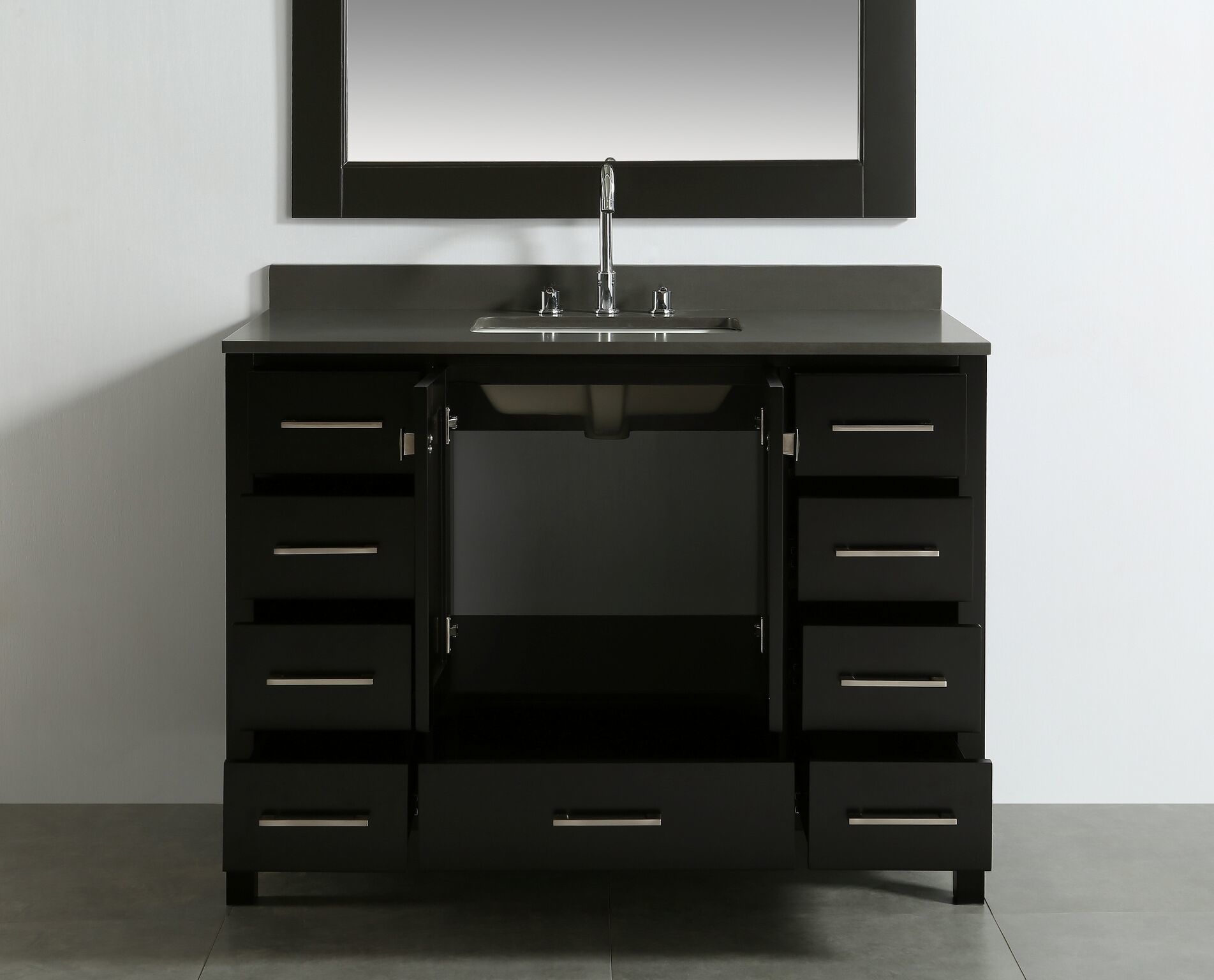 Design Element London 48" Single Sink Bathroom Vanity Set in Espresso with Gray Quartz Top