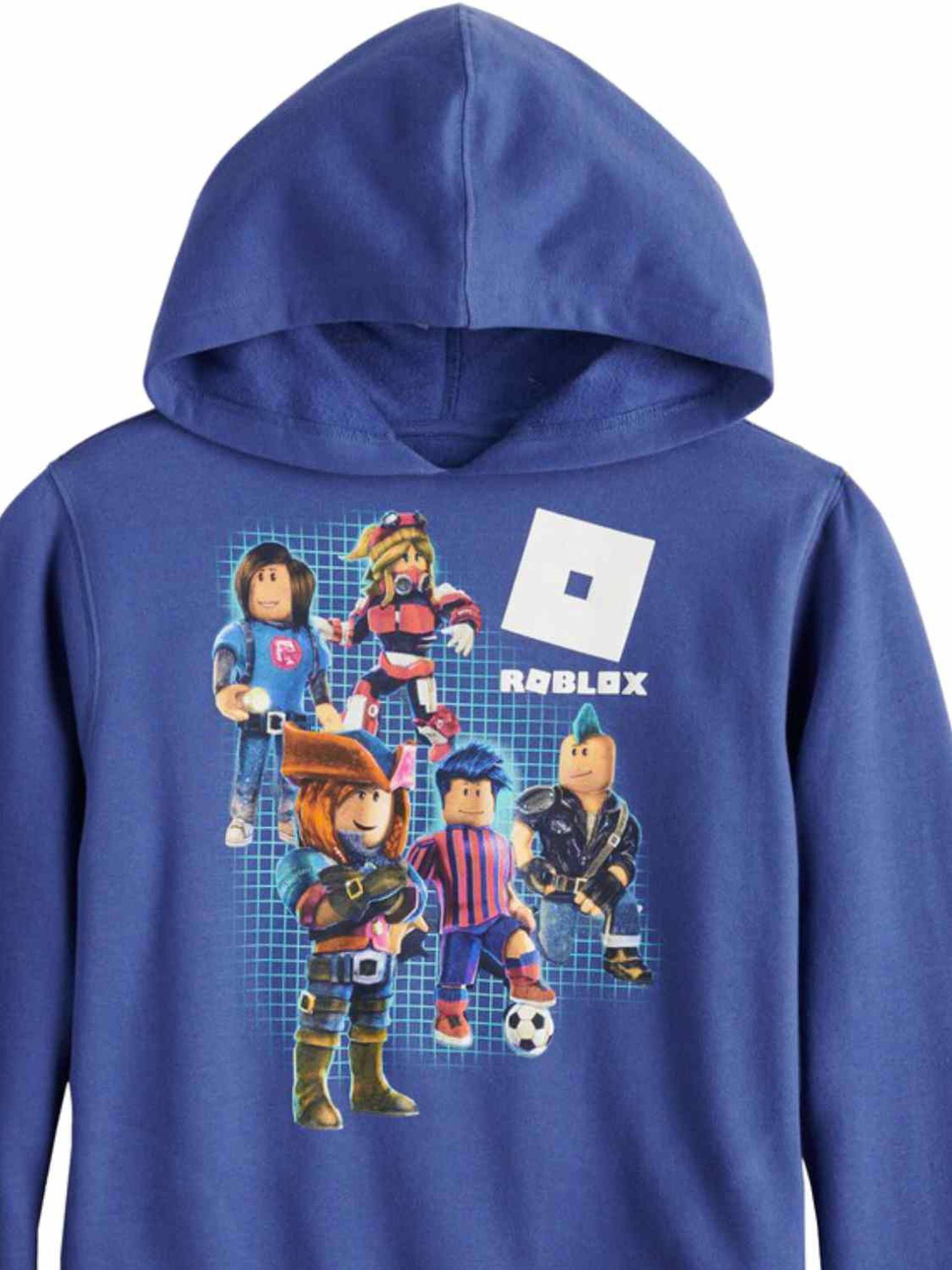 Roblox Big Boys Blue Geometric Multi Character Pullover Hoodie Sweatshirt Walmart Com Walmart Com - trash hoodie black roblox