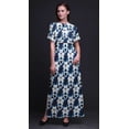 thumbnail image 4 of Bimba Rayon Geometric Shibori Ladies Long Gown Boho Beach Cocktail Party Maxi SlitDress-Large, 4 of 6