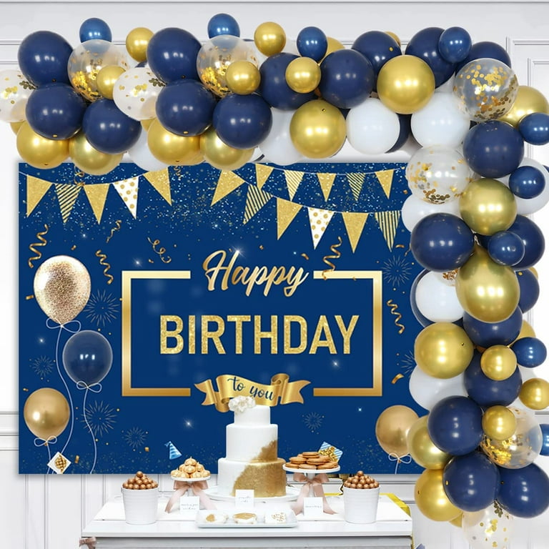 Birthday Decorations For Man,birthday Party Decorations Navy Blue Happy  Birthday
