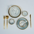 thumbnail image 2 of Ozarke Modern Nordic Golden Border Marble Tableware, Fine Bone China (Set of 9), 2 of 11