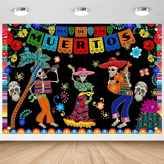 Day of The Dead Backdrop Mexican Dia DE Los Muertos Photography Background Fiesta Sugar Skull Day of The Dead Party Decorations Banner Supplies Photo Booth Props
