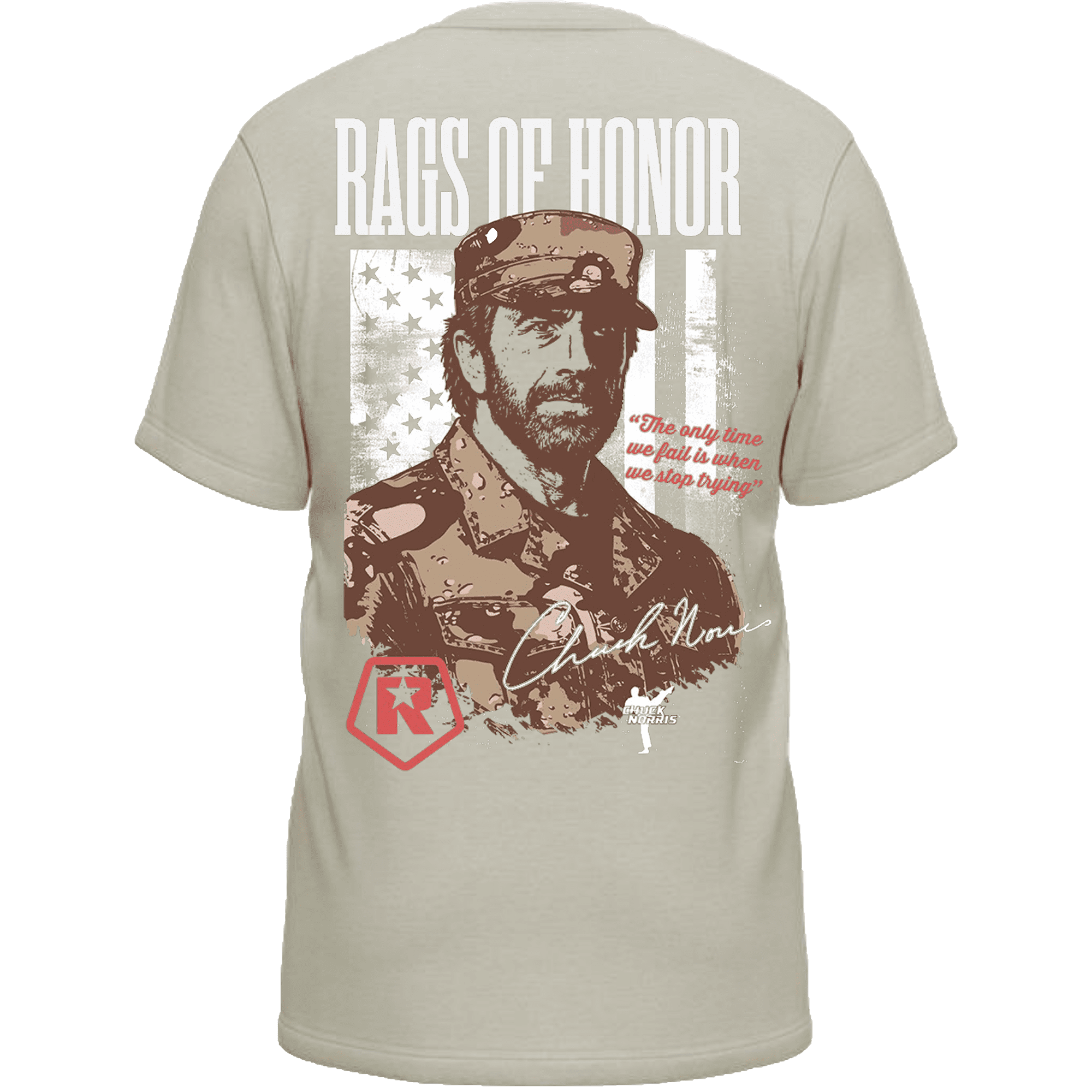 Rags of Honor x Chuck Norris Quotation Flag Graphic Tee Shirt, Men's Sizes S-2XL