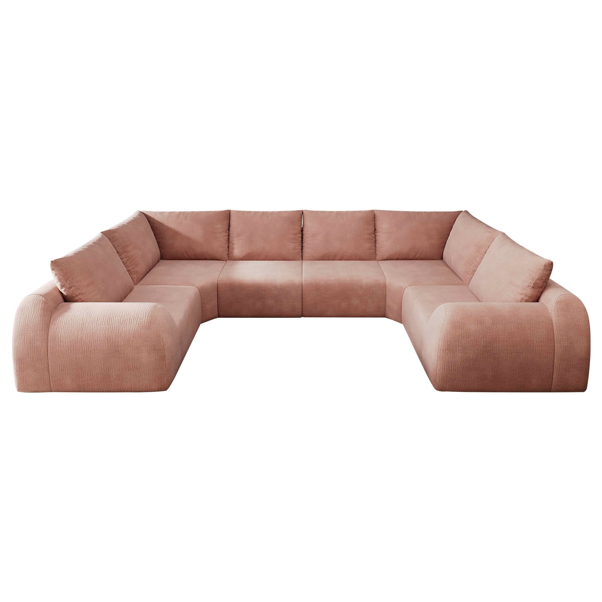 MAYEERTY 135.5 Inch 6-Seat U Shape Cloud Modular Sectional Sofa, Vacuum Compressed Chenille Fabric Couch, No Assembly Needed for Living Room