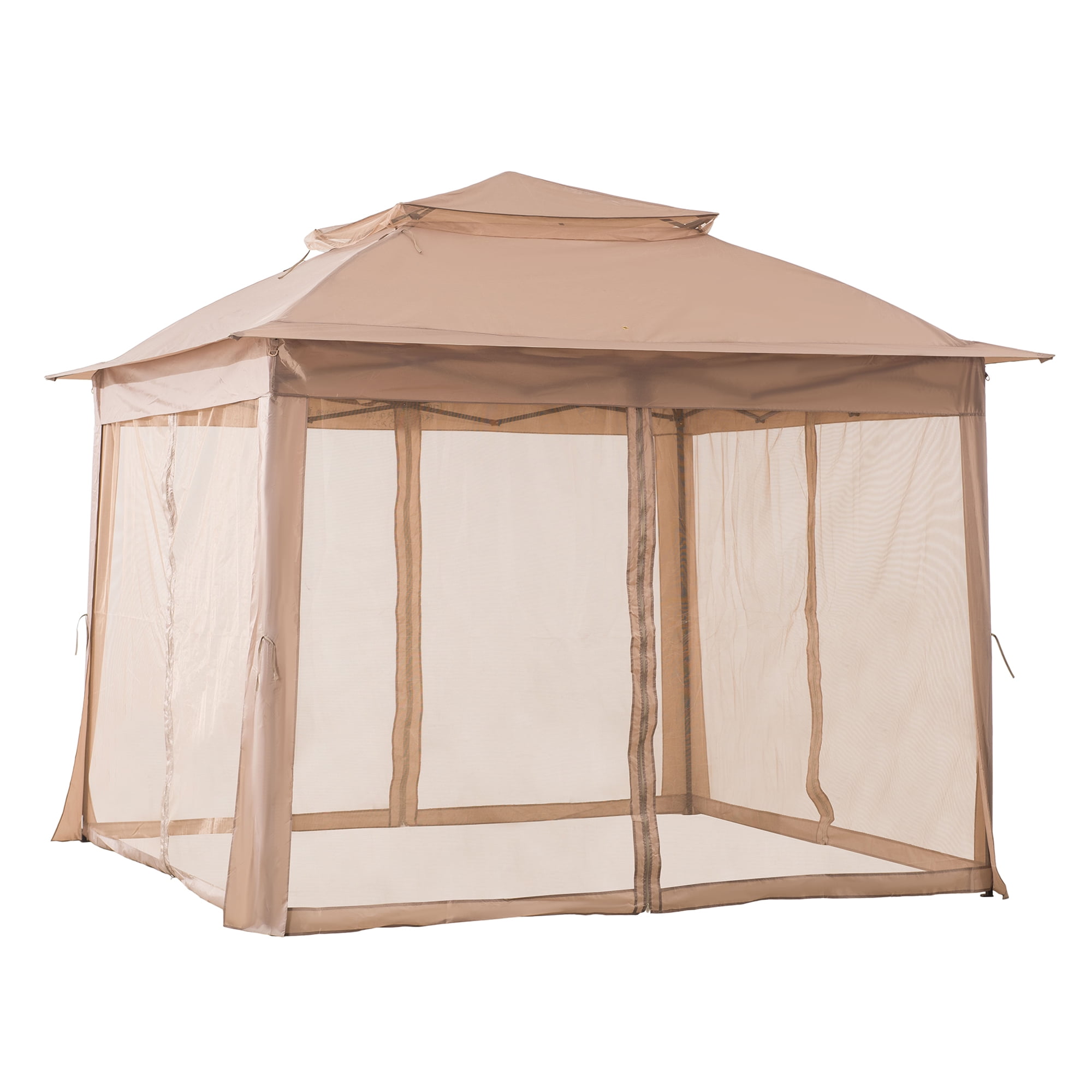 Sunjoy Outdoor Gazebo Patio 11 ft. x 11 ft. Pop Up Portable Steel Gazebo Khaki