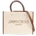 thumbnail image 1 of Pre-Owned Jimmy Choo Varenne Avenue 2-Way Canvas and Leather Shoulder Bag in Natural... (Good), 1 of 14