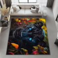 thumbnail image 4 of Area Rugs 3 X 5 ft Rug for Living Room Soft Non Slip Rug Low Pile Animals Leopard Autumn Leaves Nature Printed Area Rugs Bedroom Farmhouse Dining Room, Home Decor Indoor Black Colorful, 4 of 7