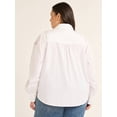 thumbnail image 2 of Free Assembly Women's and Women’s Plus Cotton Embellished Button Front Shirt, Sizes XS-4X, 2 of 5