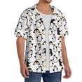 thumbnail image 2 of Fotbe whiter cute penguin Camisa Estampada de Manga Corta para Hombre, Casual de Verano, Estilo Playero, Sin Arrugas-Small, 2 of 5