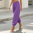 thumbnail image 3 of cocolona Womens Summer Casual Pleated Harem Pants Elastic Waist Straight Vacation Yoga Pants with Pockets, 3 of 5