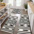 thumbnail image 2 of Boho Black and White Diamond Central Ethnic Pattern Kitchen Rugs Sets Of 3,Kitchen Runner Rugs Non Skid Washable,Decorative Kitchen Floor Mats for Kitchen,Sink,Laundry,17"x30"+ 17"x47" + 17"x59", 2 of 6