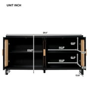 Sideboard Cabinet with 4doors, Buffet Cabinet, Rattan Cabinets with Storage, Living Room