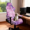 thumbnail image 2 of SCRAWLGOD Tie-Dye Print Violet Pink Print 4 Pieces Gaming Chair Cover, Soft Rotating Chair Slipcovers with Armrest Cover Gaming Reclining Chair Slipcover with Elastic Bottom Desk Chair Seat Protector, 2 of 7