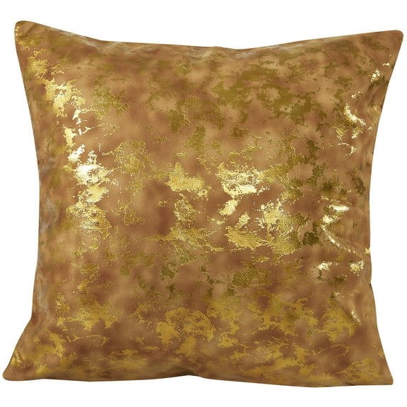 Violet Linen Marble Classic Pattern, Polyester Fabric, Gold Brushed Foil, Solid Color Backing, Rust , 18 Inch x 18 Inch, Square, Decorative Accent Throw Pillow Cover