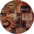 thumbnail image 1 of Ahgly Company Indoor Round Abstract Gold Brown Patchwork Area Rugs, 7' Round, 1 of 6