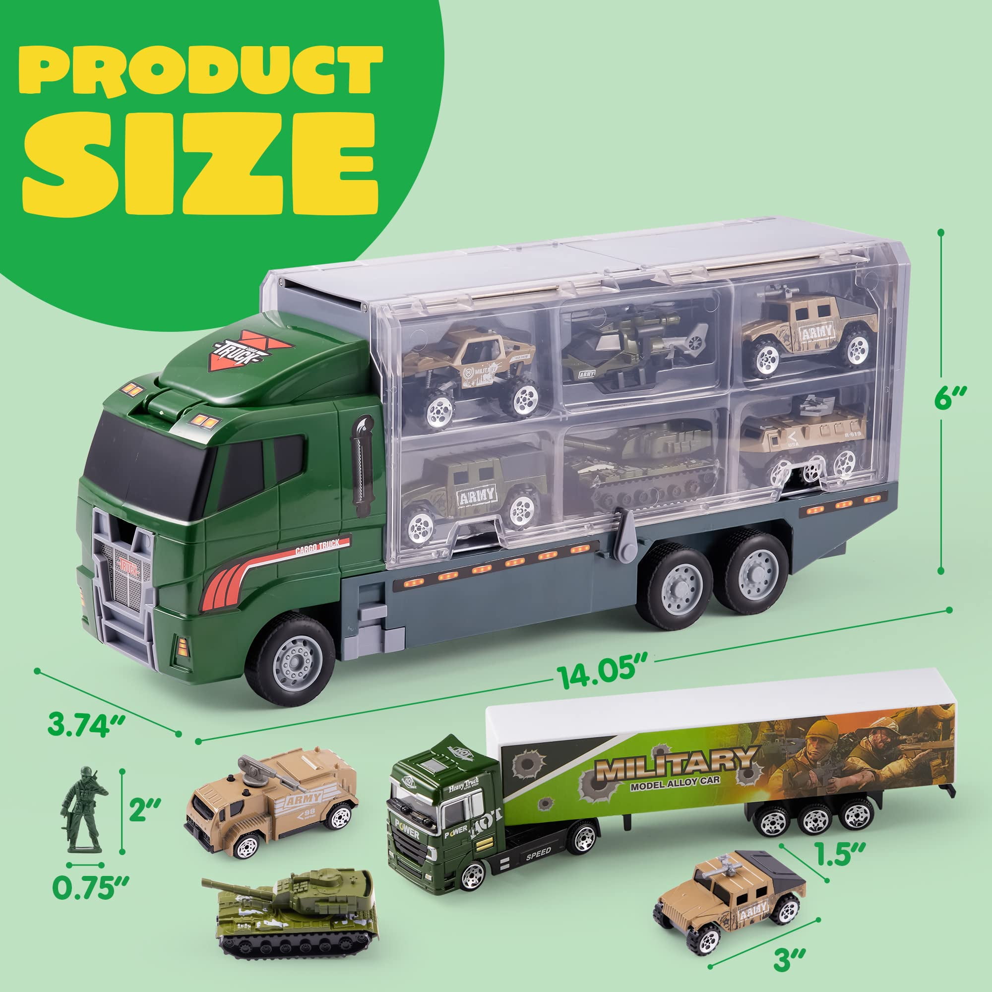 Buy JOYIN 19 in 1 Diecast Army Toy Truck with Little Army Figures
