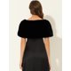 thumbnail image 4 of Elegante chal de piel sintética para mujer con cinta de lazo para novia, boda, fiesta, estola, encogimiento de hombros Negro M, 4 of 5