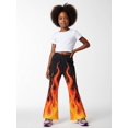 thumbnail image 4 of 5-6Y Girls Colored Flared Pants Digital Print Trousers Slim-Fit Wide Leg Flare for Spring Summer Autumn, 4 of 6