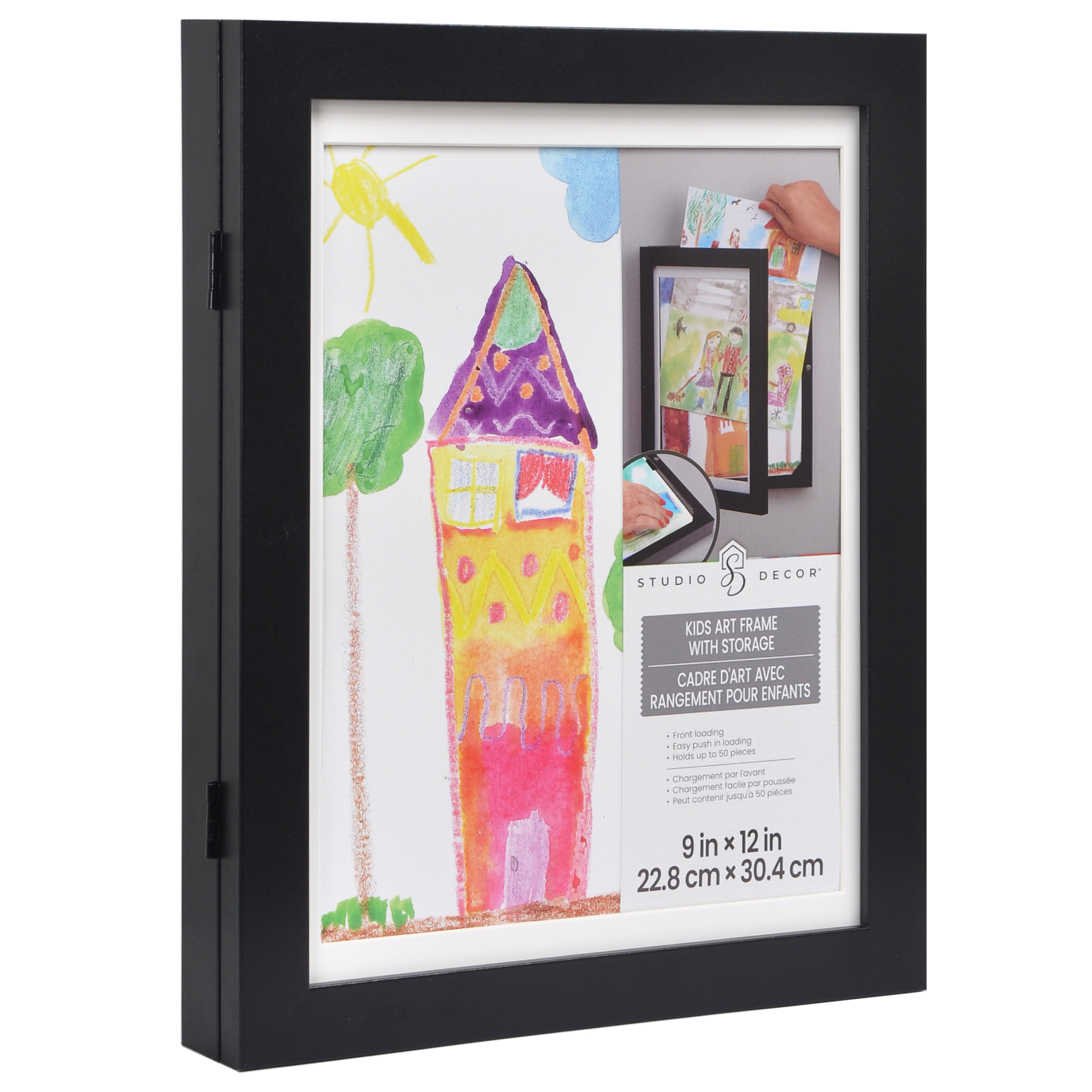 9" x 12" Black Kids Artwork Display Frame by Studio Décor - Display Children's Drawing and Artwork - Hold Up to 50 Pieces - 1 Pack