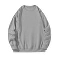 thumbnail image 2 of Wyobmus Men's Round Neck Sweatshirt Fashion Solid Color Pullover Long Sleeve Hodless Sweatshirt Gray, 2 of 7