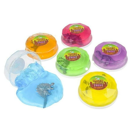 Dinosaur Fossil Slime Toy - 12 Pieces Bottles of Colorful Sludgy Gooey Fidget Kit for Sensory and Tactile Stimulation, Stress Relief, Gift Prize, Party Favor, Educational Game, School Reward