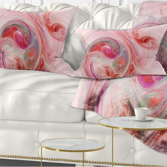 Designart Red Fractal Abstract Illustration - Abstract Throw Pillow - 12x20