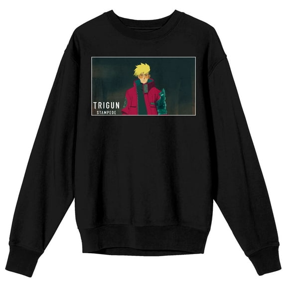 Trigun Stampede Vash Screengrab Crew Neck Long Sleeve Black Adult Sweatshirt-XL