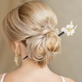 thumbnail image 2 of Unique Bargains 1 Pc Hair Chopstick Classic Flower Leaves Hair Hairpin Black White, 2 of 5