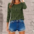 thumbnail image 6 of Blmnix Fashion Work Out Shirts Women Flower Green Travel Oversized Shirts 3/4 Sleeve Crew Neck Blouses, 6 of 7