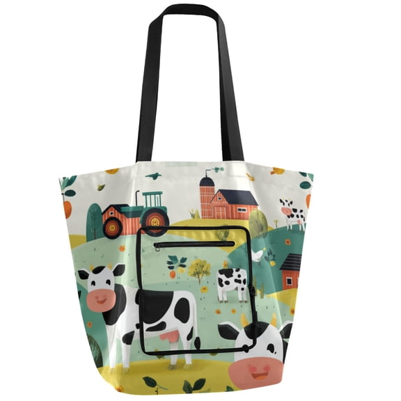 Iauyy Foldable Shoulder Tote Bags Large Storage for Women -Reusable 11*9.5*15.4in Wide Handbag Design Shopping/Travel Bag ,????_????-01-01