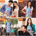 thumbnail image 4 of Pioneer Flower Floral Print Pattern Apron for Women and Men, Cotton Linen Waterproof with Pockets, Adjustable, 33x27 Inch for Kitchen, Gardening, BBQ, Salon, 4 of 6