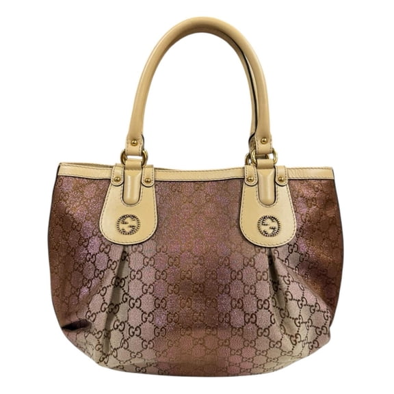 Pre-Owned Gucci Scarlet Interlocking G GG Canvas Handbag 269953 Beige Women's GUCCI (Good)