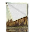 thumbnail image 2 of Fall Soft Flannel Fleece Blanket, Wooden Pier on the Lake Serene Morning in the Woods Fishing Misty Recreational Image, Cozy Plush for Indoor and Outdoor Use, 60" x 80", Multicolor, by Ambesonne, 2 of 5