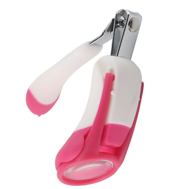Nail Clipper Silicone Handle Durable Cute Shape Soft Nail Clipper, Stainless Steel Cutter Head Folding Function Portable For Old Man Baby Child Infant Pink